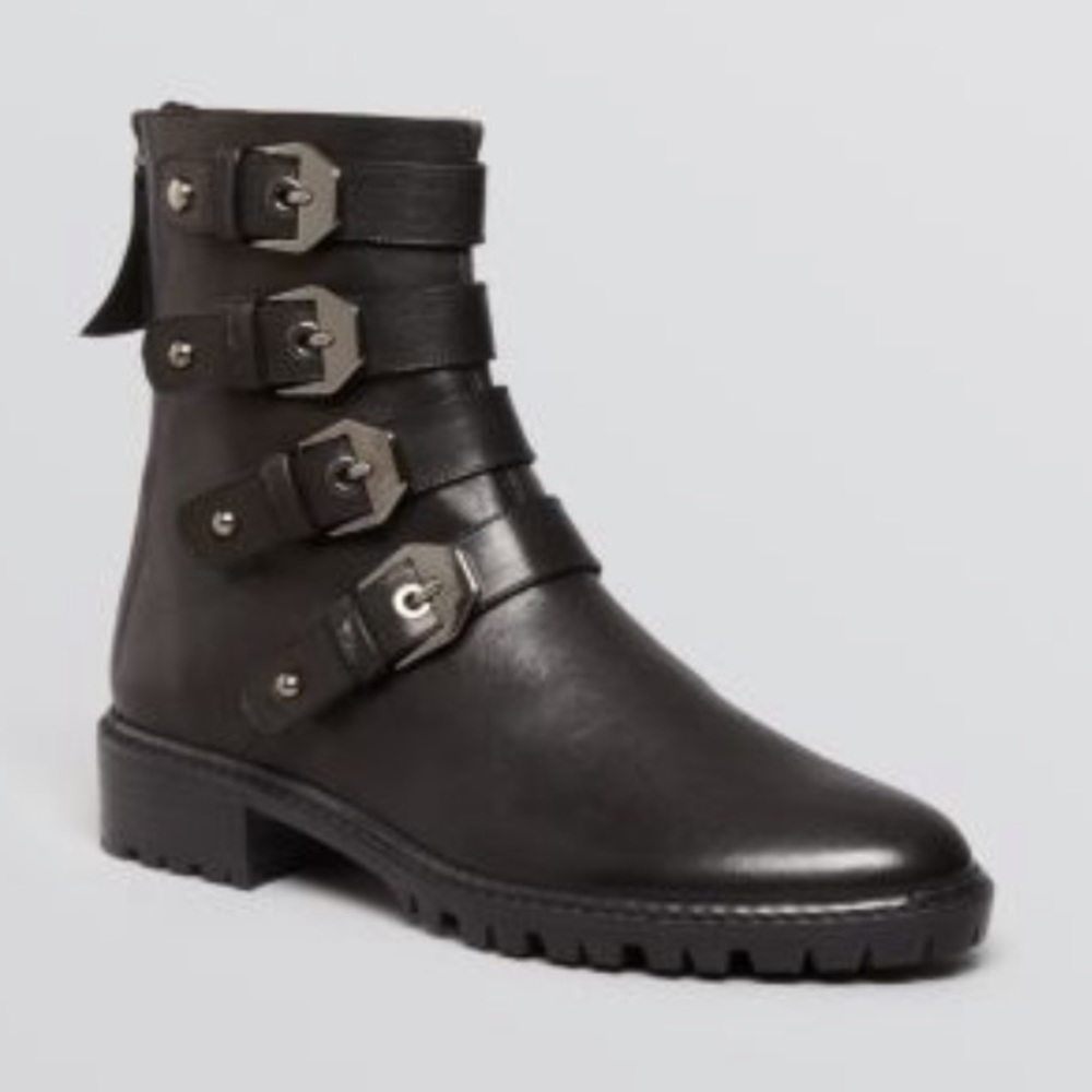 Stuart Weitzman black jitterbug moto boots